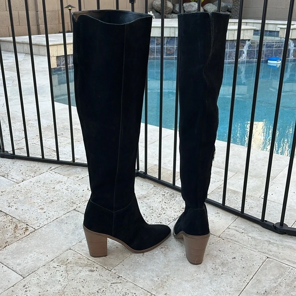 BP Hensley Over the Knee Black Suede/Leather Boot - Size 9.5 New